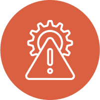 Alert triangle inside gear emblem