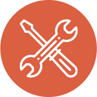 Tools crossed symbol in circle