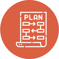 Schematic plan illustration in white lines
