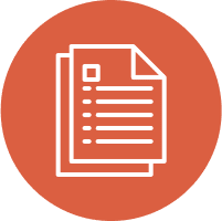 Stacked documents symbol on red background