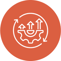 Efficiency symbol with arrows and gear