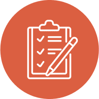Orange checklist symbol