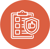 Checklist with shield and thumbs-up icon