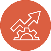 Growth arrow with gear icon