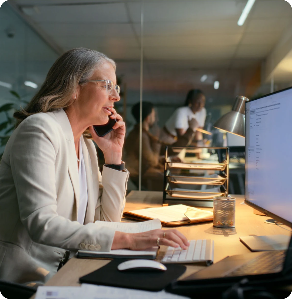 Professional working late in office